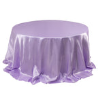 Satin 132" Round Tablecloth Lavender Lilac - Stylish Seamless Table Cover - Bell Racket Store