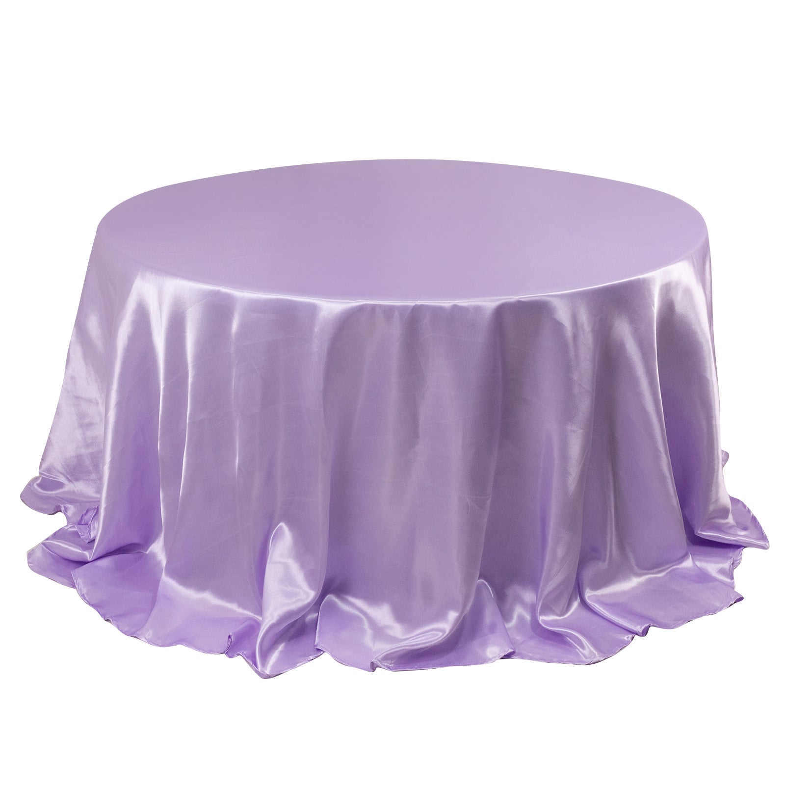 Satin 132" Round Tablecloth Lavender Lilac - Stylish Seamless Table Cover - Bell Racket Store