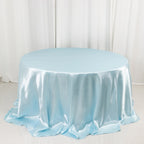 Satin 132" Round Tablecloth Light Blue - Stylish Seamless Table Cover - Bell Racket Store