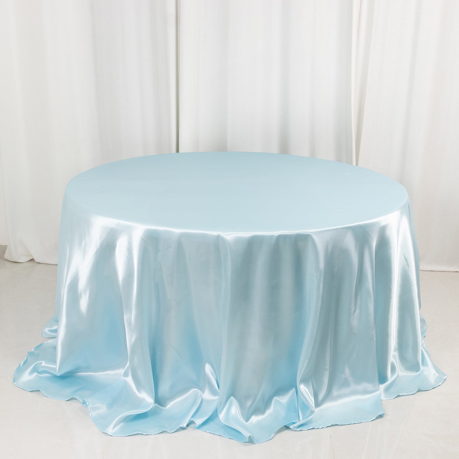 Satin 132" Round Tablecloth Light Blue - Stylish Seamless Table Cover - Bell Racket Store