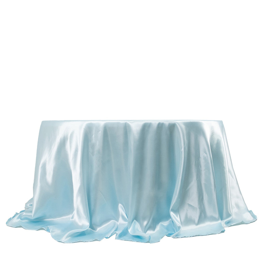 Satin 132" Round Tablecloth Light Blue - Stylish Seamless Table Cover - Bell Racket Store