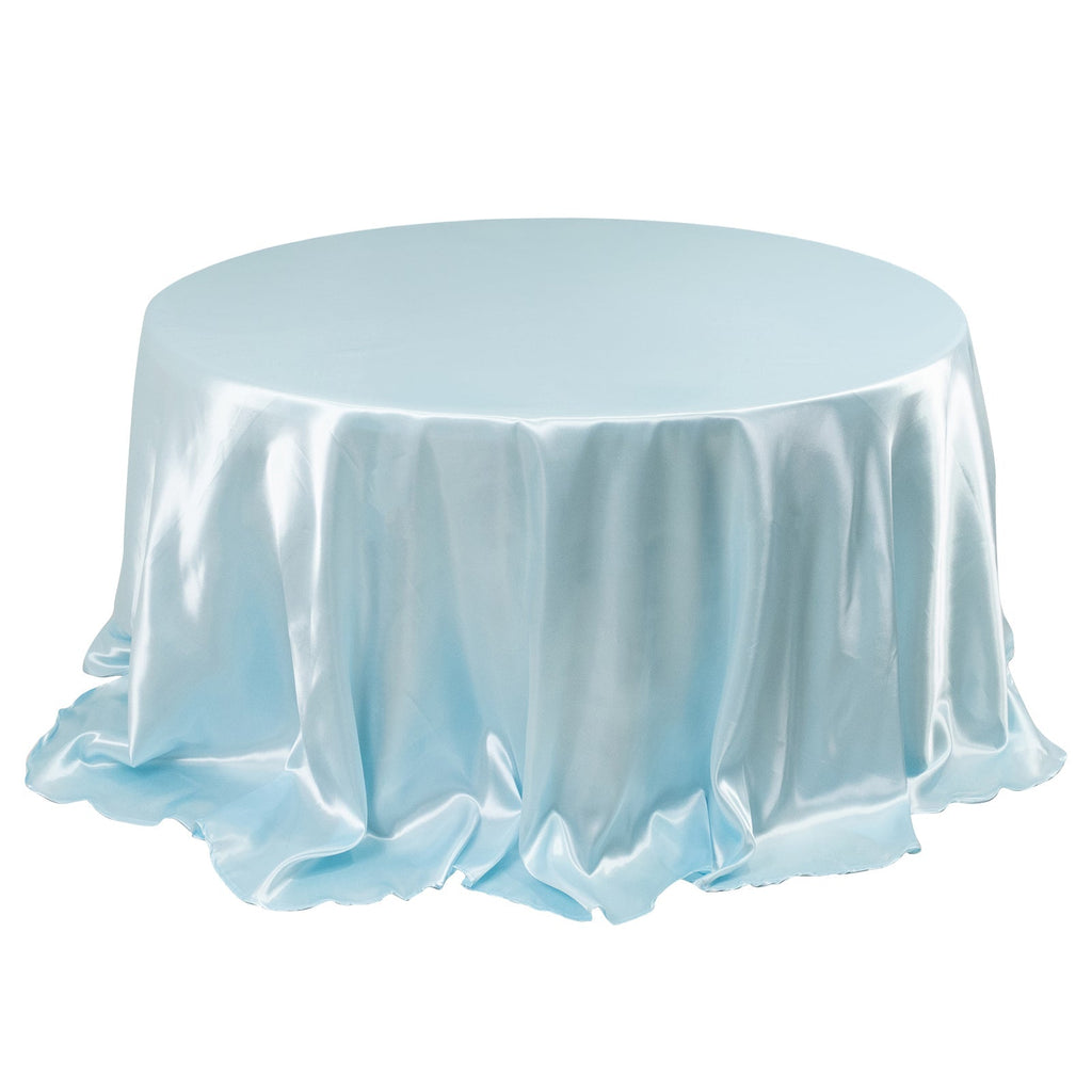 Satin 132" Round Tablecloth Light Blue - Stylish Seamless Table Cover - Bell Racket Store