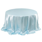 Satin 132" Round Tablecloth Light Blue - Stylish Seamless Table Cover - Bell Racket Store