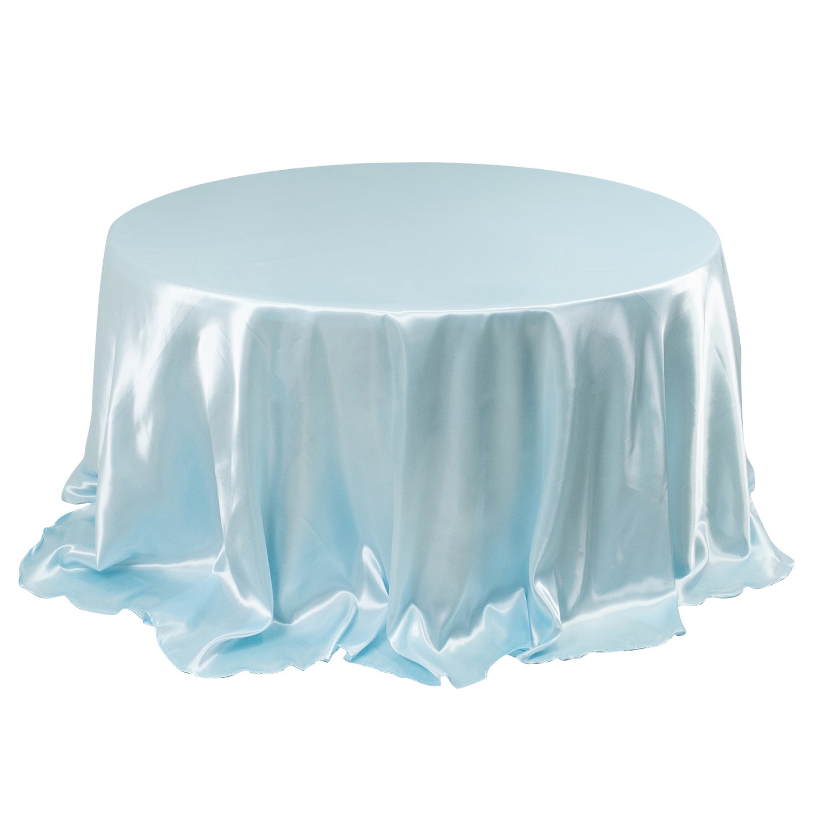 Satin 132" Round Tablecloth Light Blue - Stylish Seamless Table Cover - Bell Racket Store