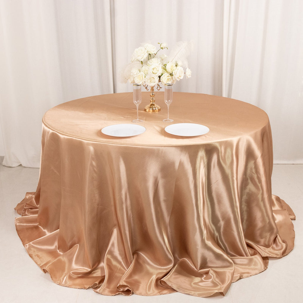 Satin 132" Round Tablecloth Nude - Stylish Seamless Table Cover - Bell Racket Store
