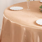 Satin 132" Round Tablecloth Nude - Stylish Seamless Table Cover - Bell Racket Store