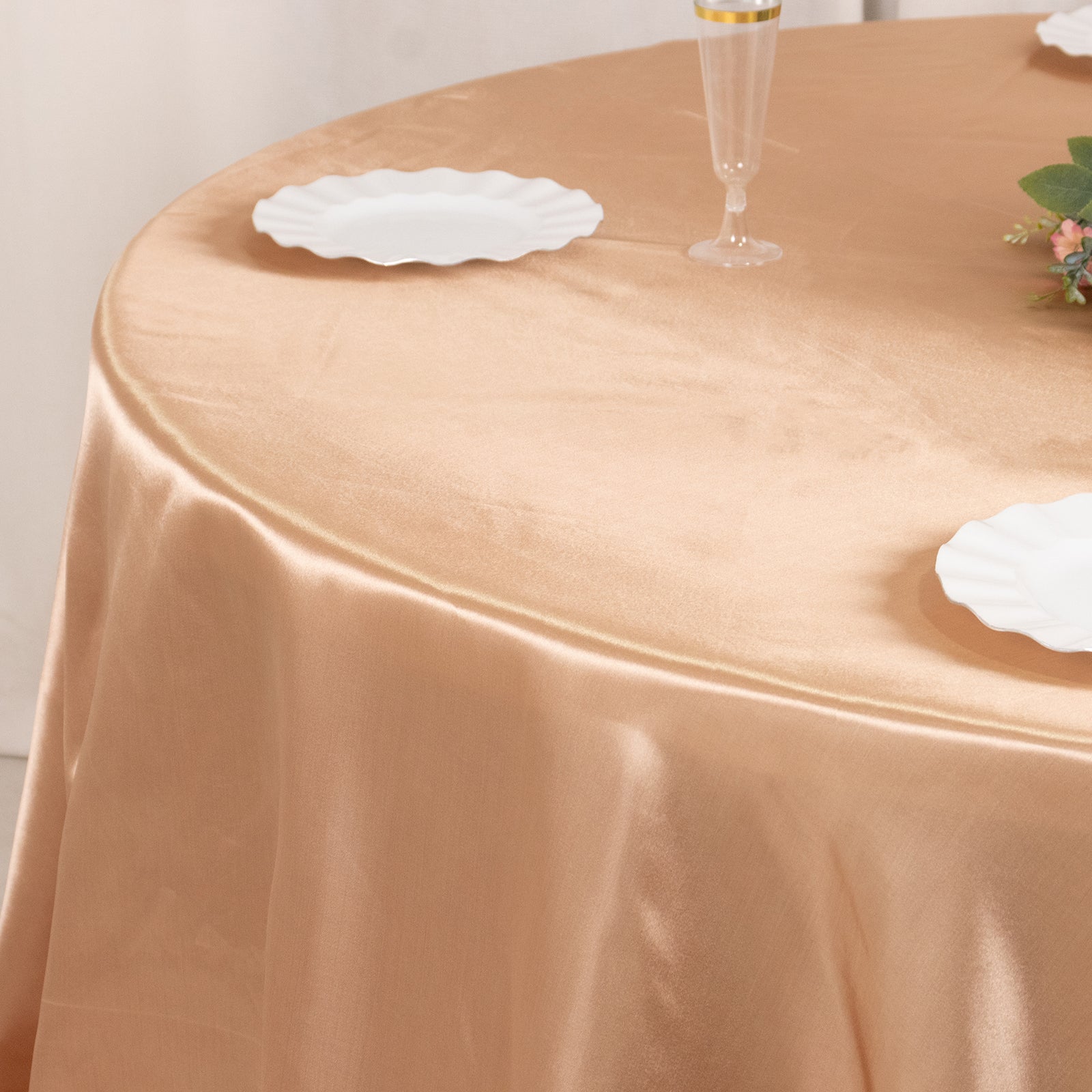 Satin 132" Round Tablecloth Nude - Stylish Seamless Table Cover - Bell Racket Store