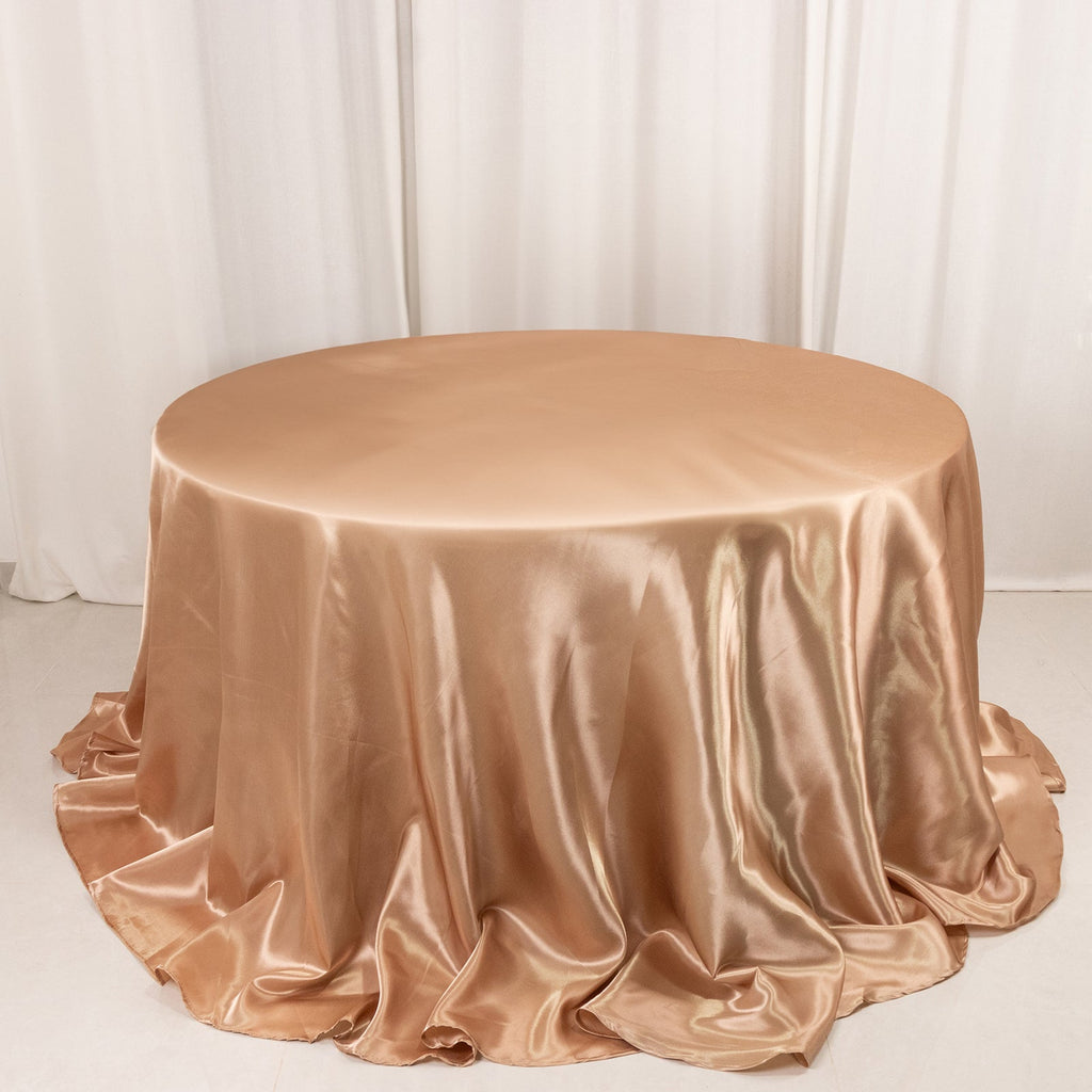 Satin 132" Round Tablecloth Nude - Stylish Seamless Table Cover - Bell Racket Store