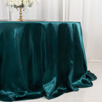 Satin 132" Round Tablecloth Peacock Teal - Stylish Seamless Table Cover - Bell Racket Store