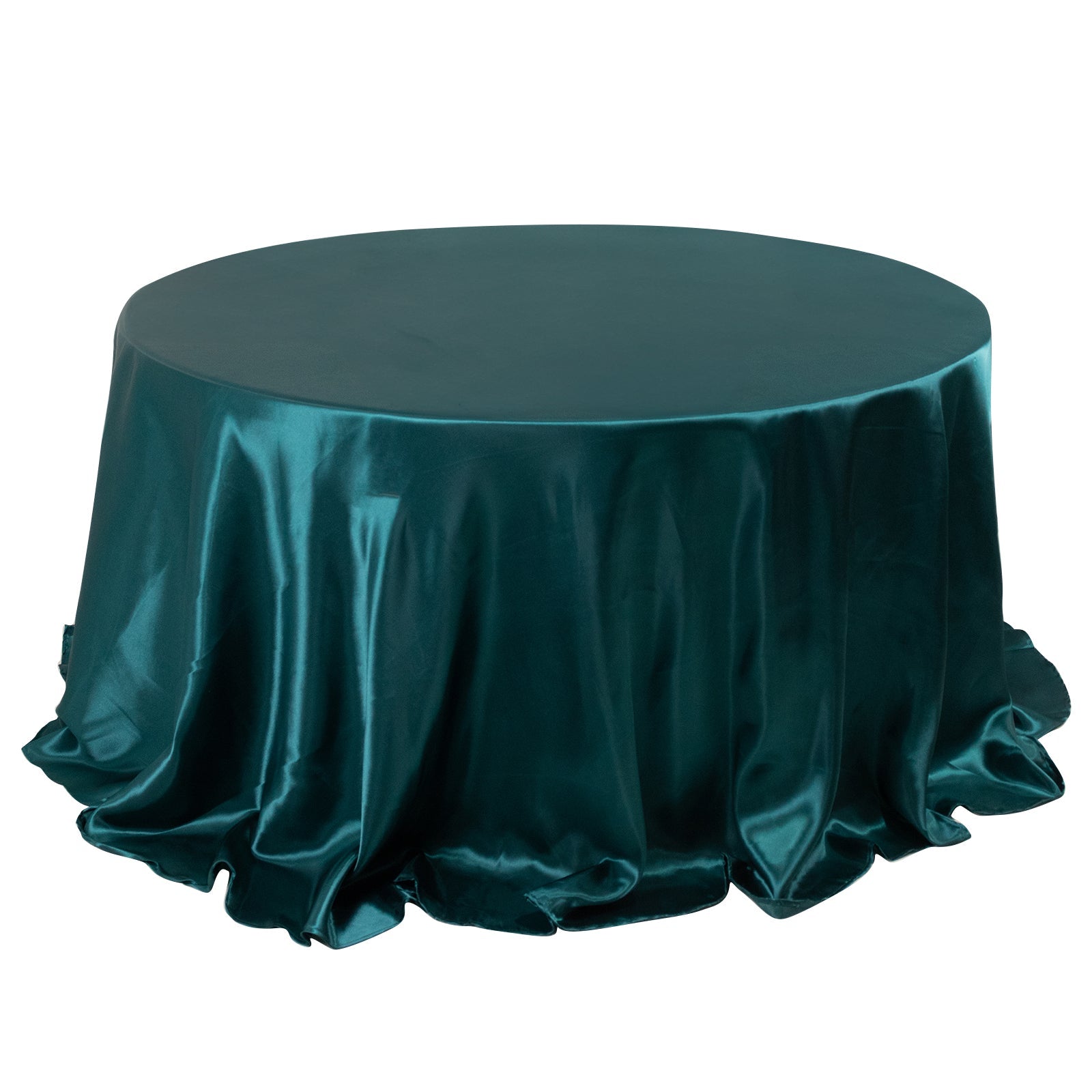 Satin 132" Round Tablecloth Peacock Teal - Stylish Seamless Table Cover - Bell Racket Store