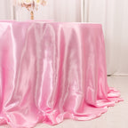 Satin 132" Round Tablecloth Pink - Stylish Seamless Table Cover - Bell Racket Store