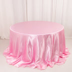 Satin 132" Round Tablecloth Pink - Stylish Seamless Table Cover - Bell Racket Store