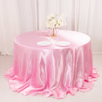 Satin 132" Round Tablecloth Pink - Stylish Seamless Table Cover - Bell Racket Store