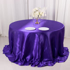 Satin 132" Round Tablecloth Purple - Stylish Seamless Table Cover - Bell Racket Store