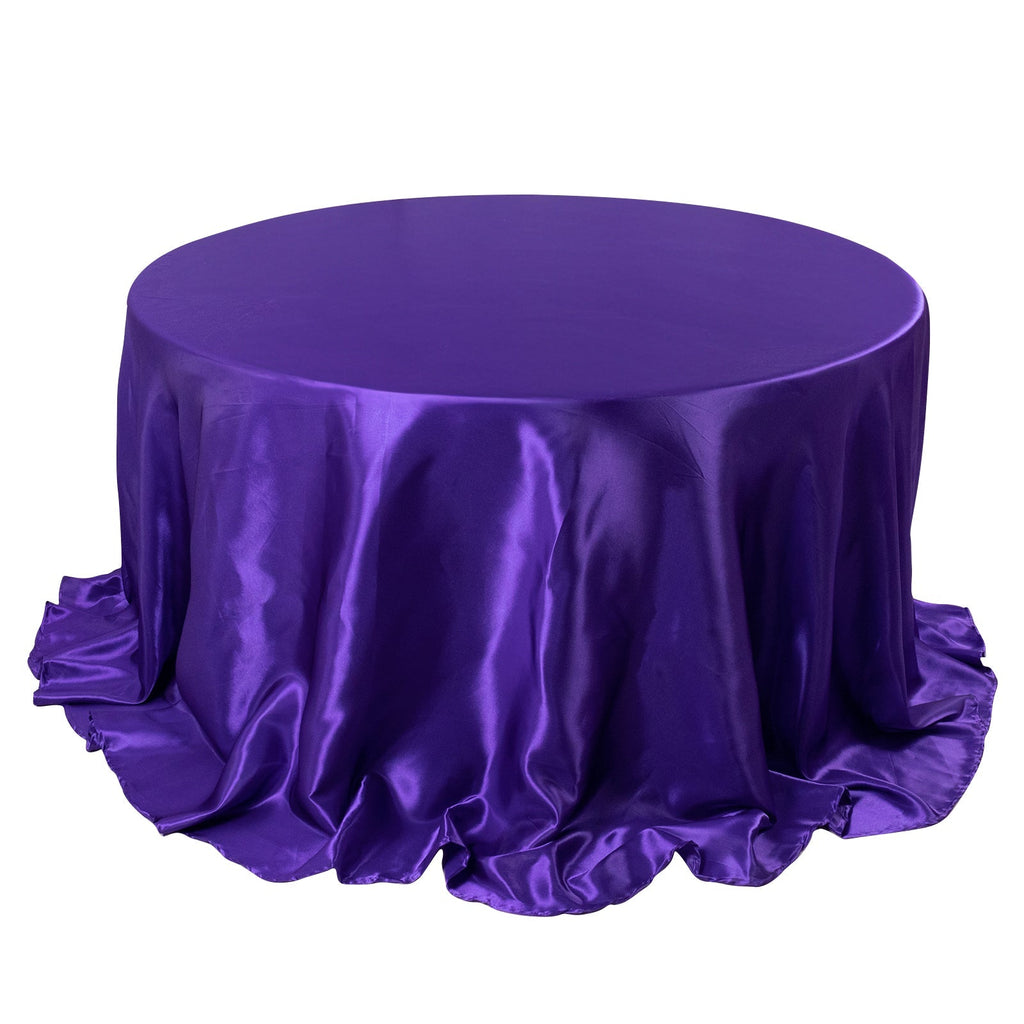 Satin 132" Round Tablecloth Purple - Stylish Seamless Table Cover - Bell Racket Store