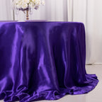 Satin 132" Round Tablecloth Purple - Stylish Seamless Table Cover - Bell Racket Store