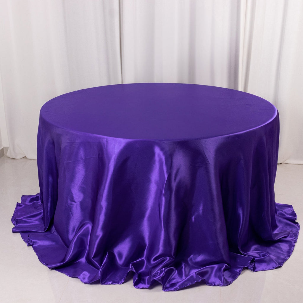 Satin 132" Round Tablecloth Purple - Stylish Seamless Table Cover - Bell Racket Store