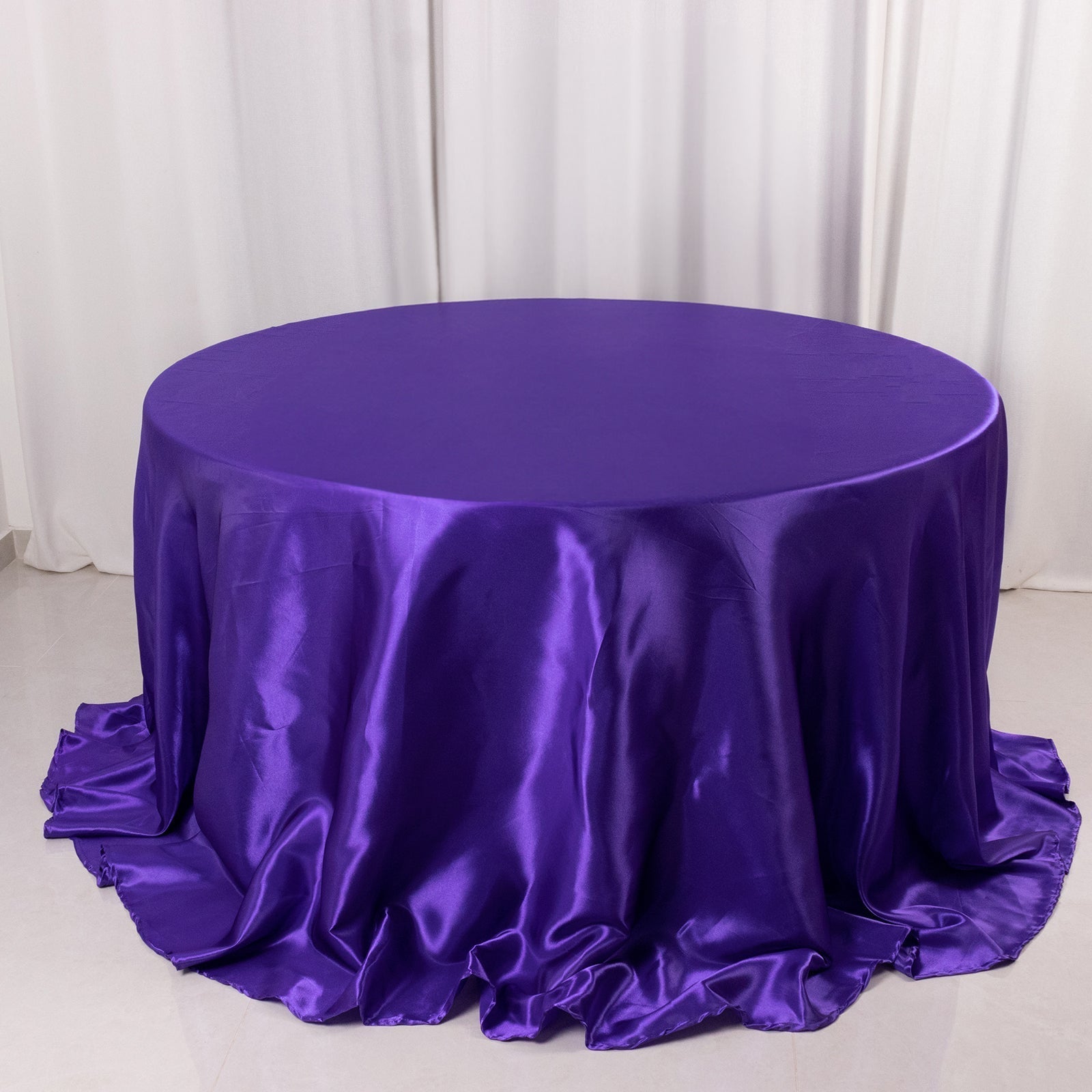 Satin 132" Round Tablecloth Purple - Stylish Seamless Table Cover - Bell Racket Store