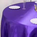 Satin 132" Round Tablecloth Purple - Stylish Seamless Table Cover - Bell Racket Store
