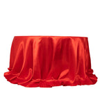 Satin 132" Round Tablecloth Red - Stylish Seamless Table Cover - Bell Racket Store