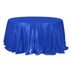 Satin 132" Round Tablecloth Royal Blue - Stylish Seamless Table Cover
