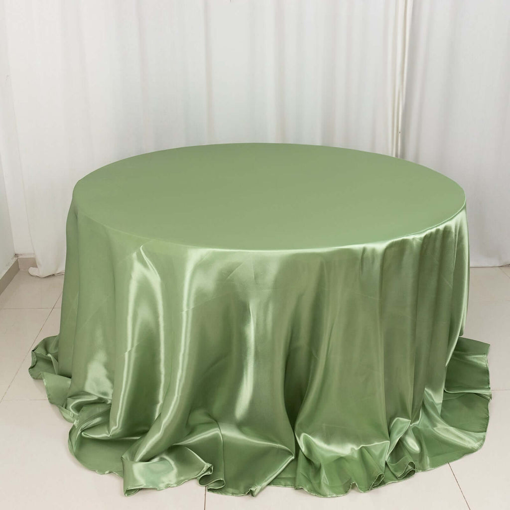 Satin 132" Round Tablecloth Sage Green - Stylish Seamless Table Cover - Bell Racket Store