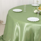 Satin 132" Round Tablecloth Sage Green - Stylish Seamless Table Cover - Bell Racket Store
