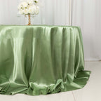 Satin 132" Round Tablecloth Sage Green - Stylish Seamless Table Cover - Bell Racket Store