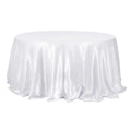 Satin 132" Round Tablecloth White - Stylish Seamless Table Cover for Weddings & Events