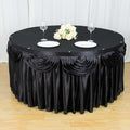 Satin 14ft Table Skirt Black Pleated Double Drape Design - Soft & Graceful for Events - Bell Racket Store