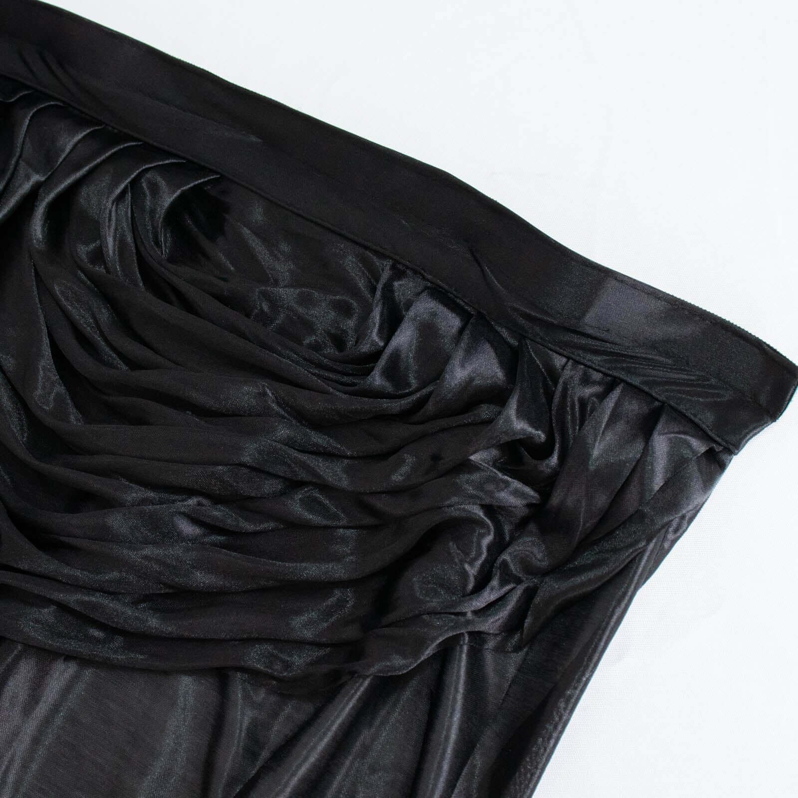 Satin 14ft Table Skirt Black Pleated Double Drape Design - Soft & Graceful for Events - Bell Racket Store