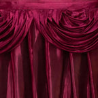 Satin 14ft Table Skirt Burgundy - Pleated Double Drape Table Cover - Bell Racket Store
