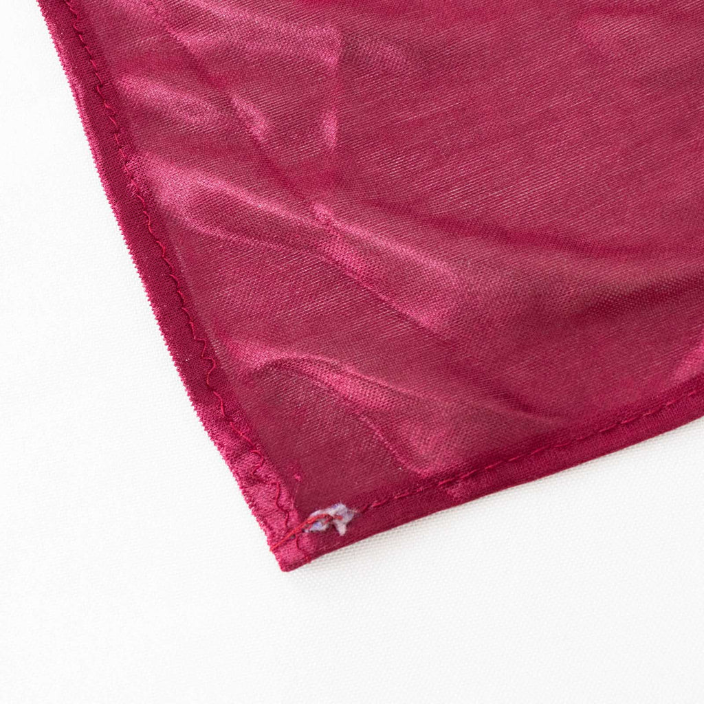 Satin 14ft Table Skirt Burgundy - Pleated Double Drape Table Cover - Bell Racket Store