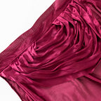 Satin 14ft Table Skirt Burgundy - Pleated Double Drape Table Cover - Bell Racket Store