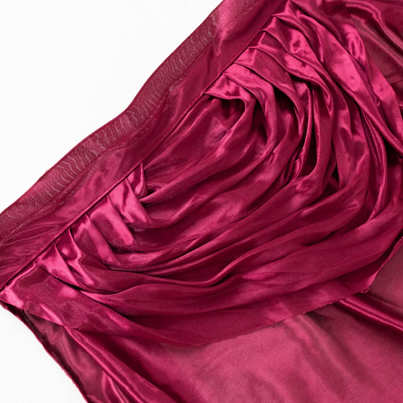 Satin 14ft Table Skirt Burgundy - Pleated Double Drape Table Cover - Bell Racket Store
