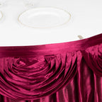 Satin 14ft Table Skirt Burgundy - Pleated Double Drape Table Cover - Bell Racket Store