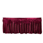 Satin 14ft Table Skirt Burgundy - Pleated Double Drape Table Cover - Bell Racket Store