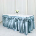 Satin 14ft Table Skirt Dusty Blue - Pleated Double Drape Table Cover - Bell Racket Store