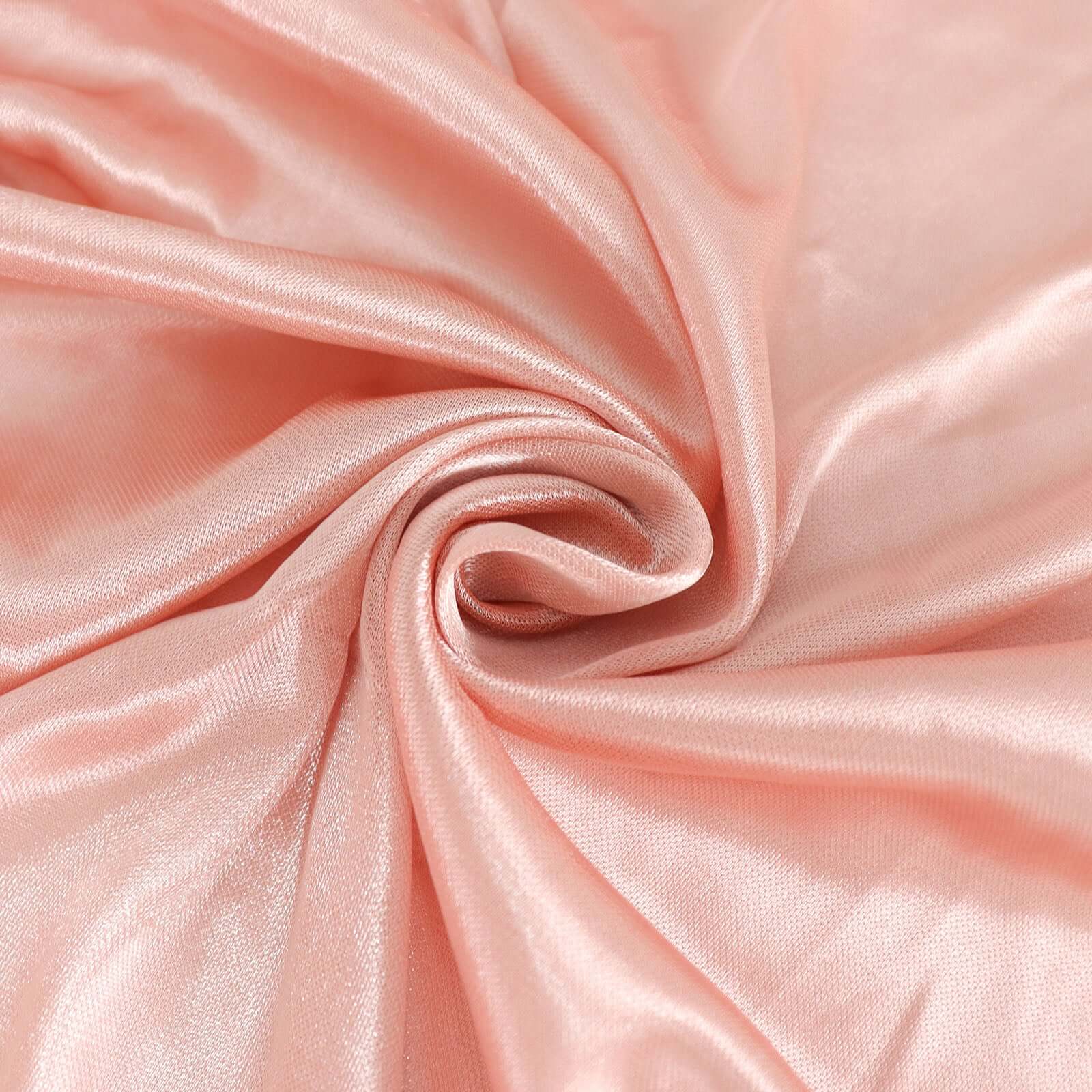 Satin 14ft Table Skirt Dusty Rose - Pleated Double Drape Table Cover - Bell Racket Store