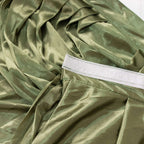 Satin 14ft Table Skirt Dusty Sage Green - Pleated Double Drape Table Cover - Bell Racket Store