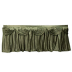 Satin 14ft Table Skirt Dusty Sage Green - Pleated Double Drape Table Cover - Bell Racket Store