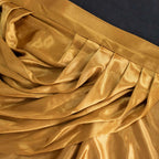 Satin 14ft Table Skirt Gold Pleated Double Drape Design - Soft & Graceful for Events - Bell Racket Store