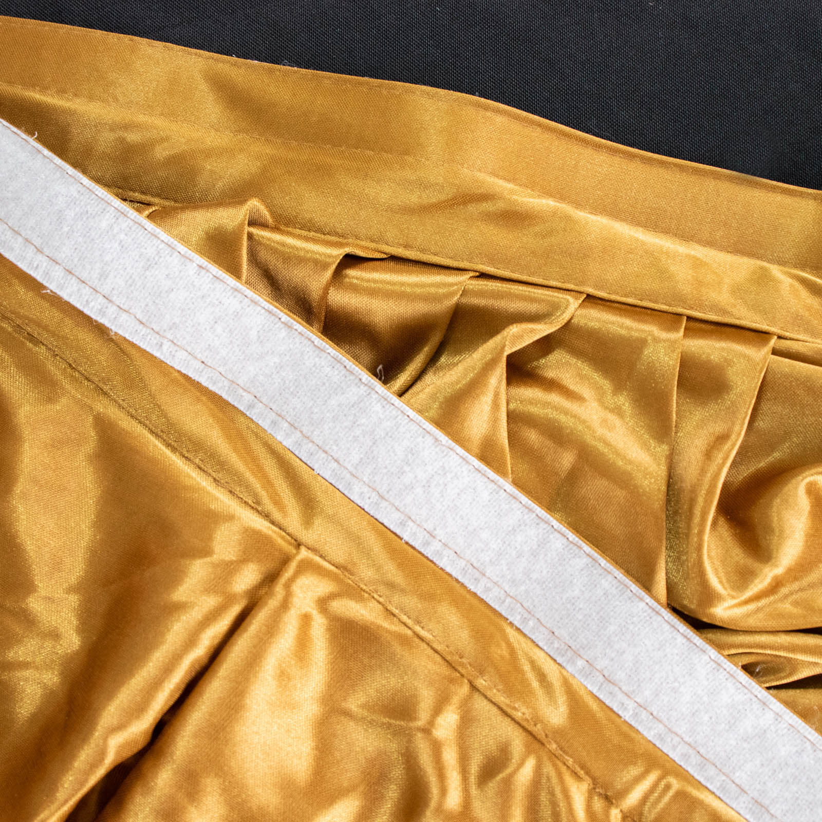 Satin 14ft Table Skirt Gold Pleated Double Drape Design - Soft & Graceful for Events - Bell Racket Store