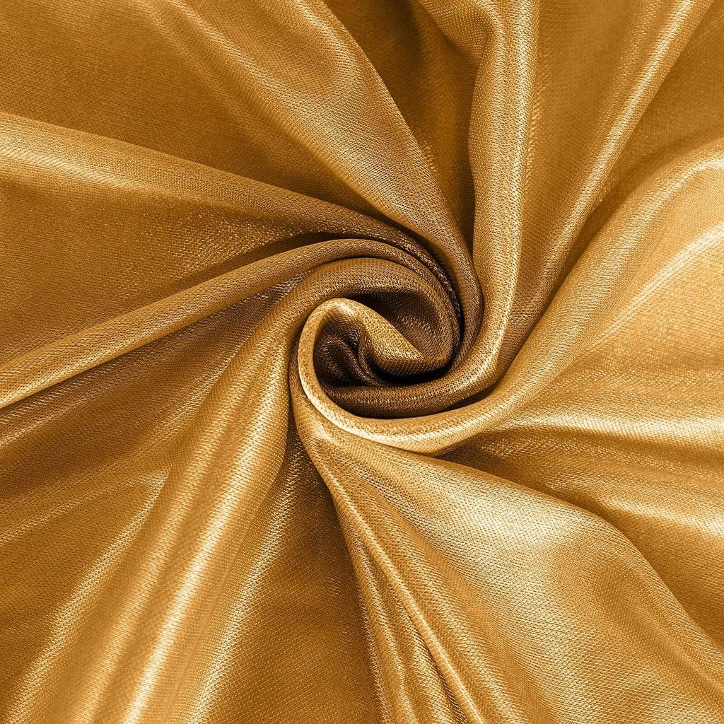 Satin 14ft Table Skirt Gold Pleated Double Drape Design - Soft & Graceful for Events - Bell Racket Store