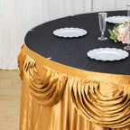 Satin 14ft Table Skirt Gold Pleated Double Drape Design - Soft & Graceful for Events - Bell Racket Store