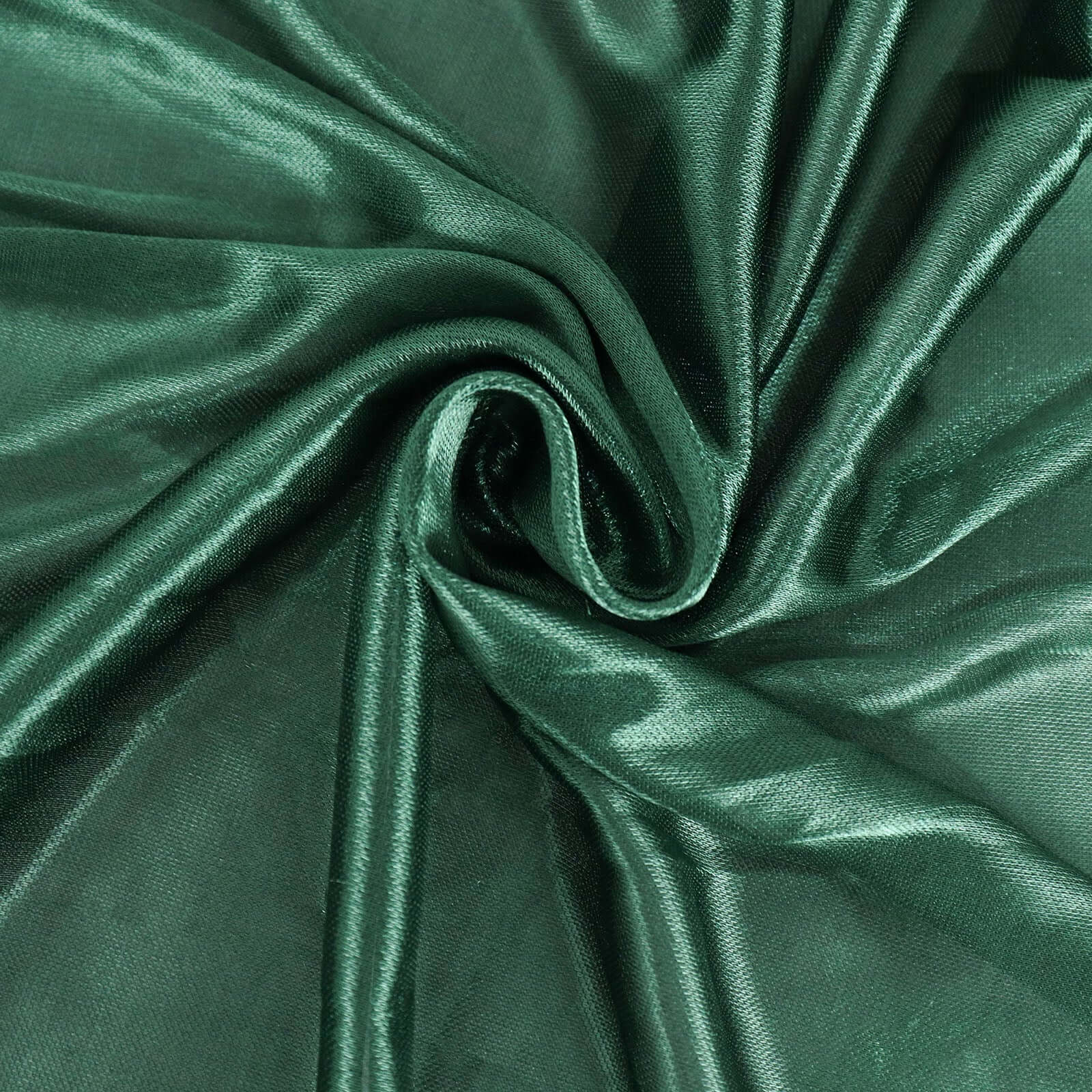Satin 14ft Table Skirt Hunter Emerald Green - Pleated Double Drape Table Cover - Bell Racket Store