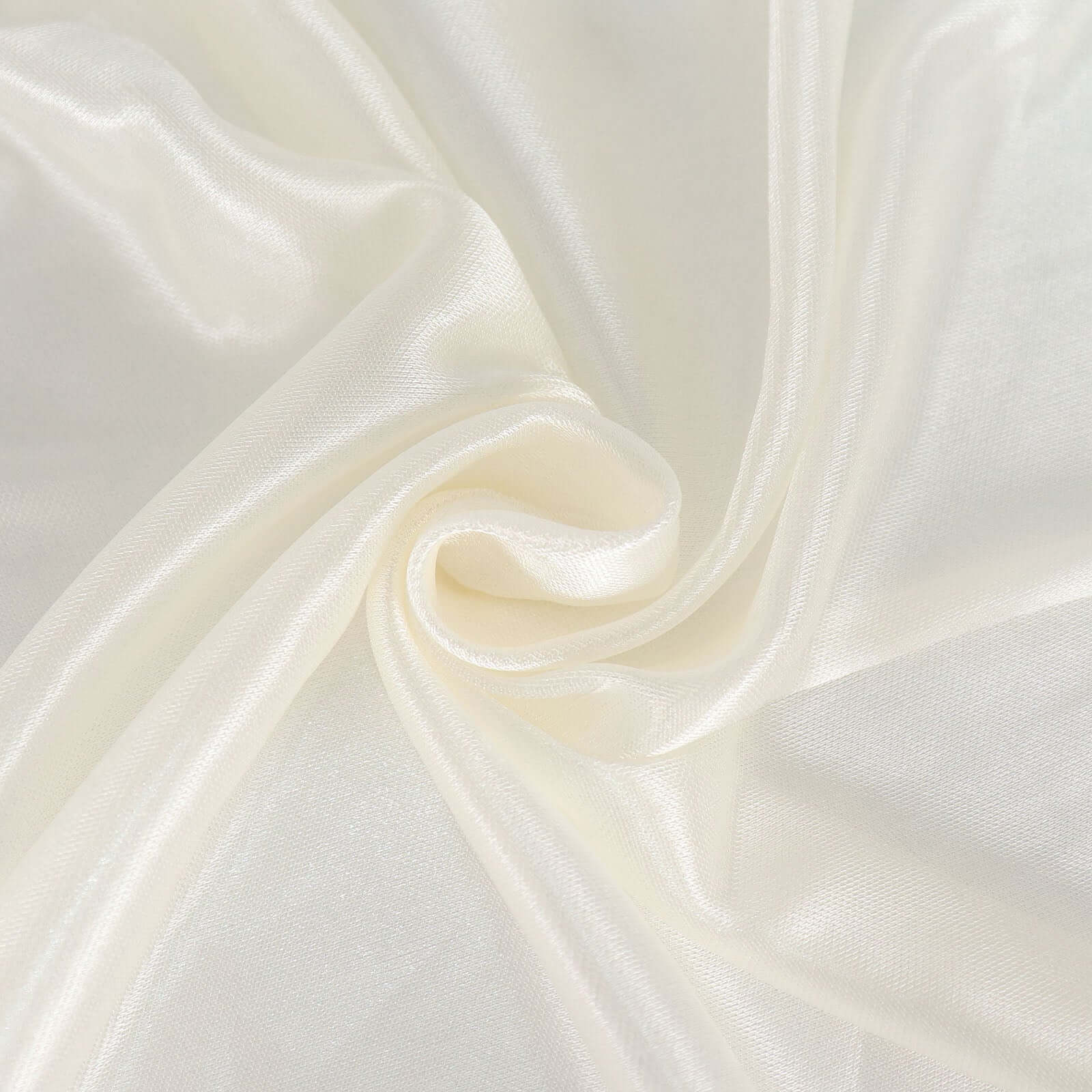 Satin 14ft Table Skirt Ivory - Pleated Double Drape Table Cover - Bell Racket Store