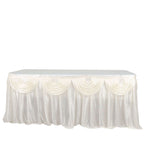 Satin 14ft Table Skirt Ivory - Pleated Double Drape Table Cover - Bell Racket Store