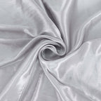 Satin 14ft Table Skirt Silver - Pleated Double Drape Table Cover - Bell Racket Store