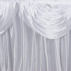 Satin 14ft Table Skirt White Pleated Double Drape Design - Soft & Graceful for Events - Bell Racket Store